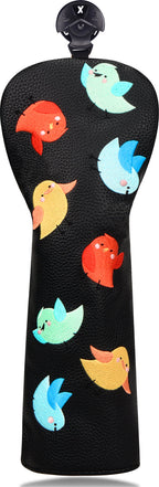 Black PU colorful bird Golf Head Cover Set