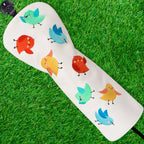 White PU colorful bird Golf Head Cover Set