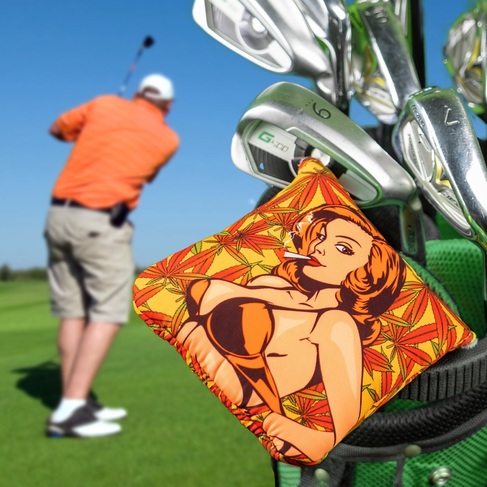 Smoking Girl Large Mallet Heel shafted Brown Printing Head Cover