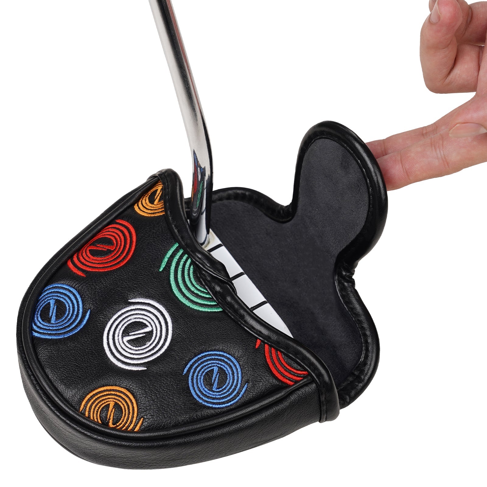 Circle Mallet Heel Shafted Putter Cover Black Head Cover