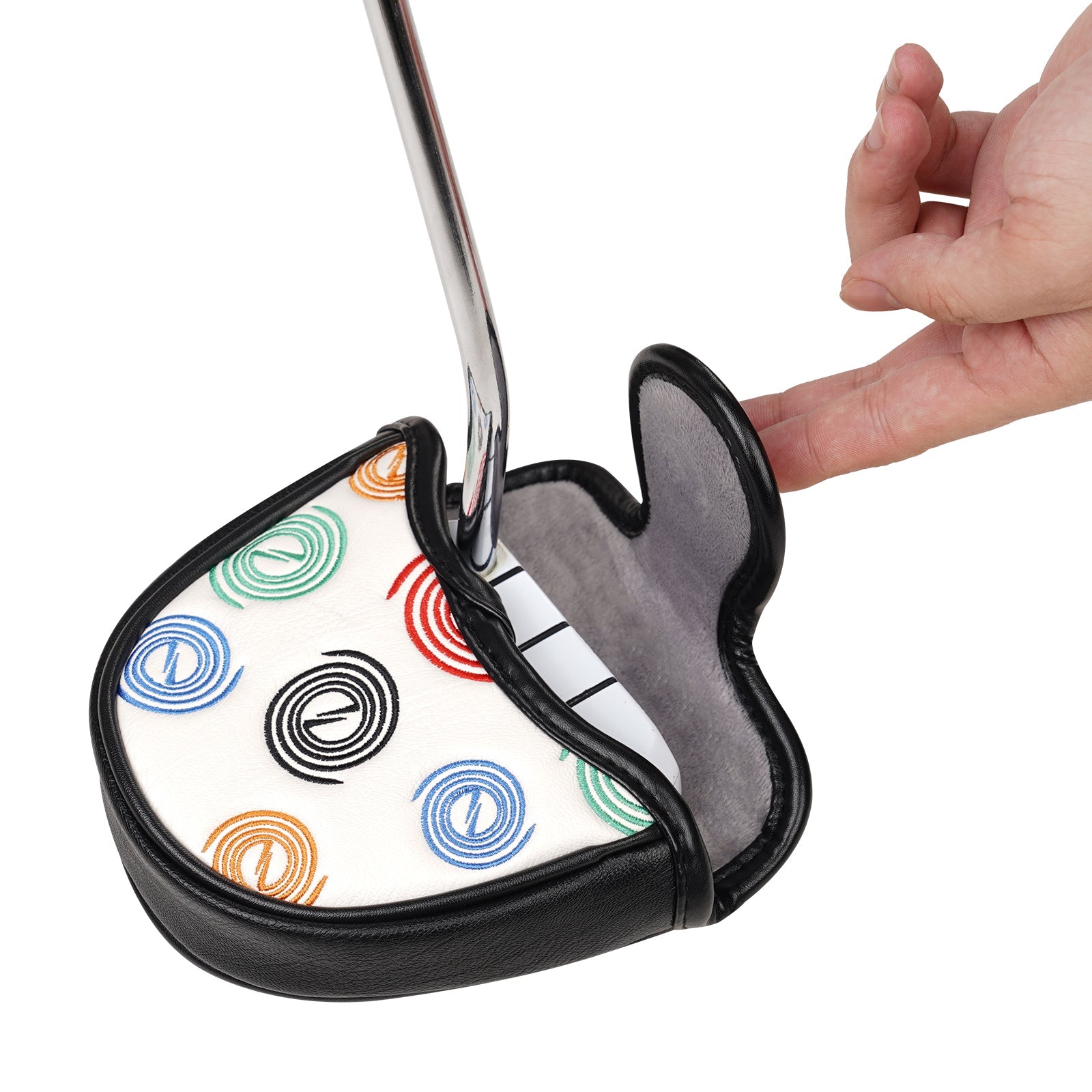 Circle Mallet Heel Shafted Putter Cover White Head Cover