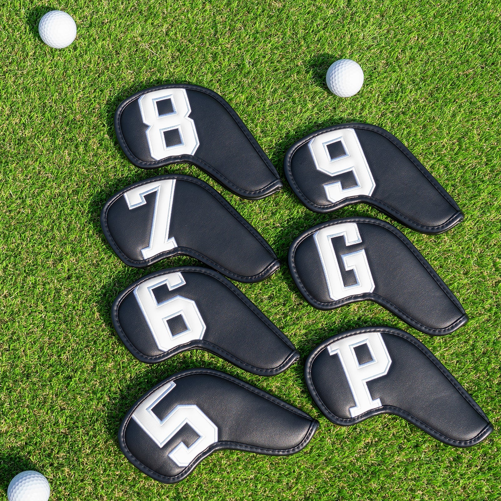 Lightweight PU Iron Cover set 8pcs with Hybrid iron 3pcs(5-9,P,G,S,+3pcs hybrid iron) Head Cover