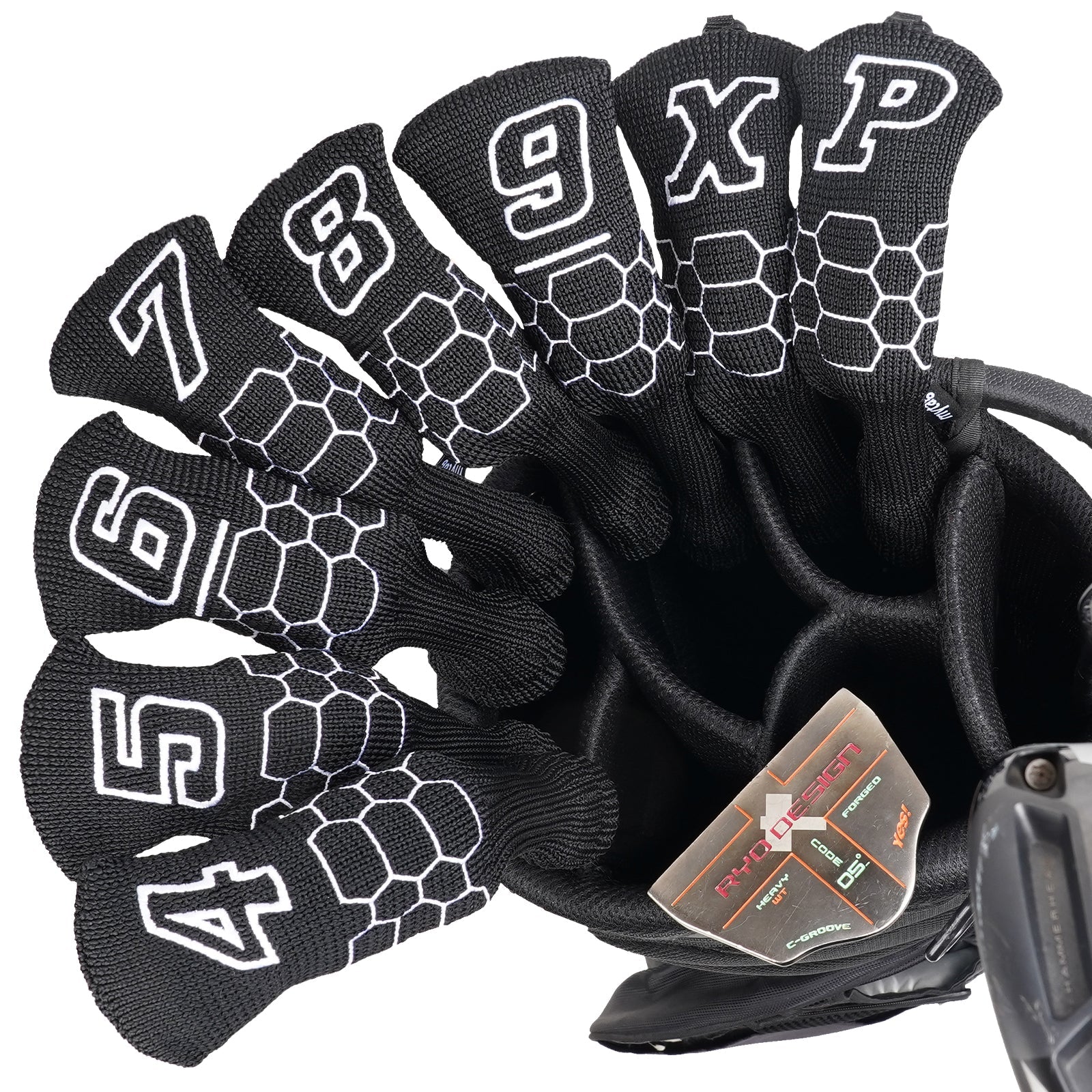 Black Hybrid Iron Cover 8pcs(4-9,P,X) Head Cover