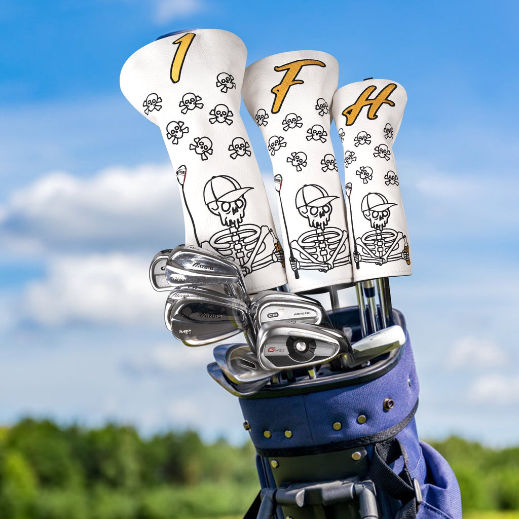 White Skull Golf Head Cover Set
