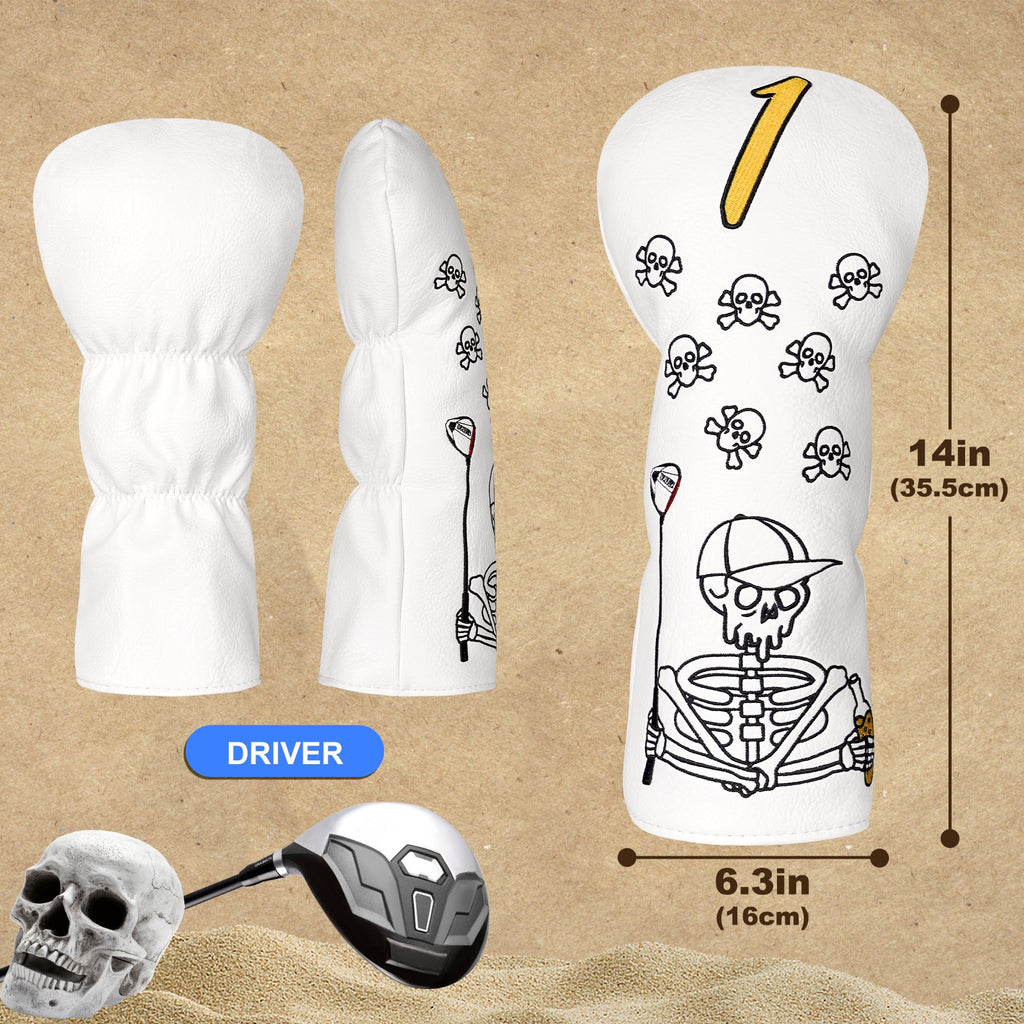 White Skull Golf Head Cover Set