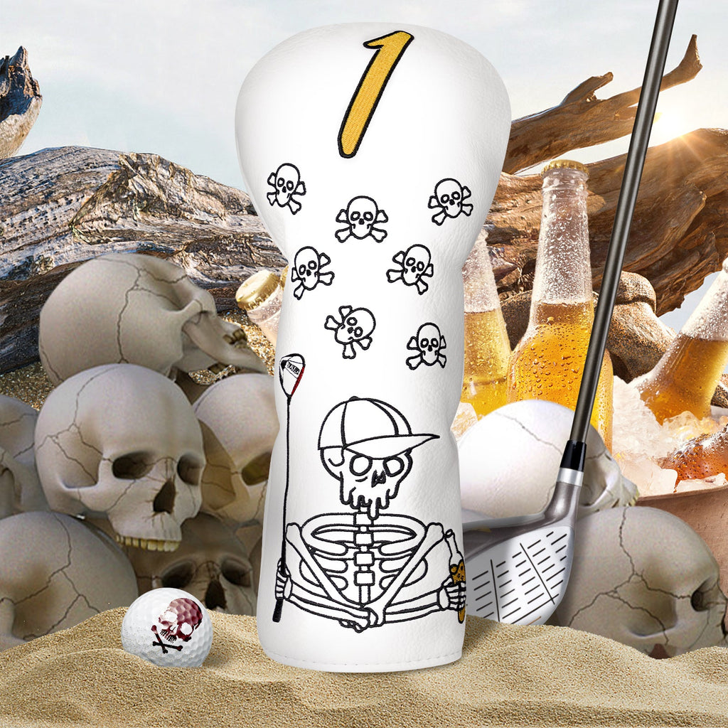 White Skull Golf Head Cover Set