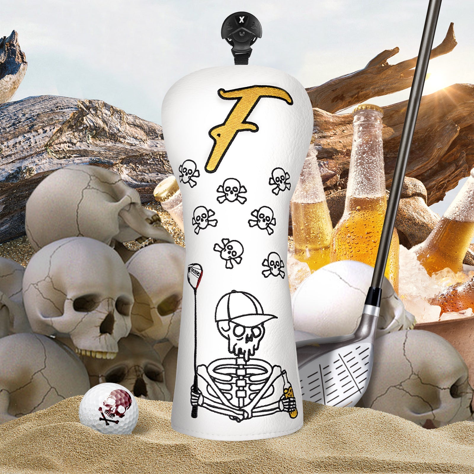White Skull Golf Head Cover Set