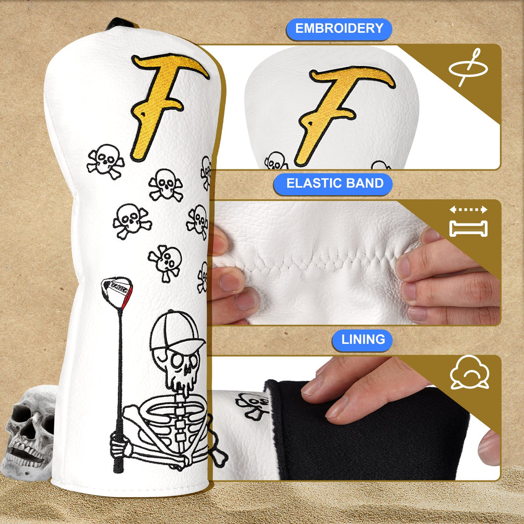 White Skull Golf Head Cover Set
