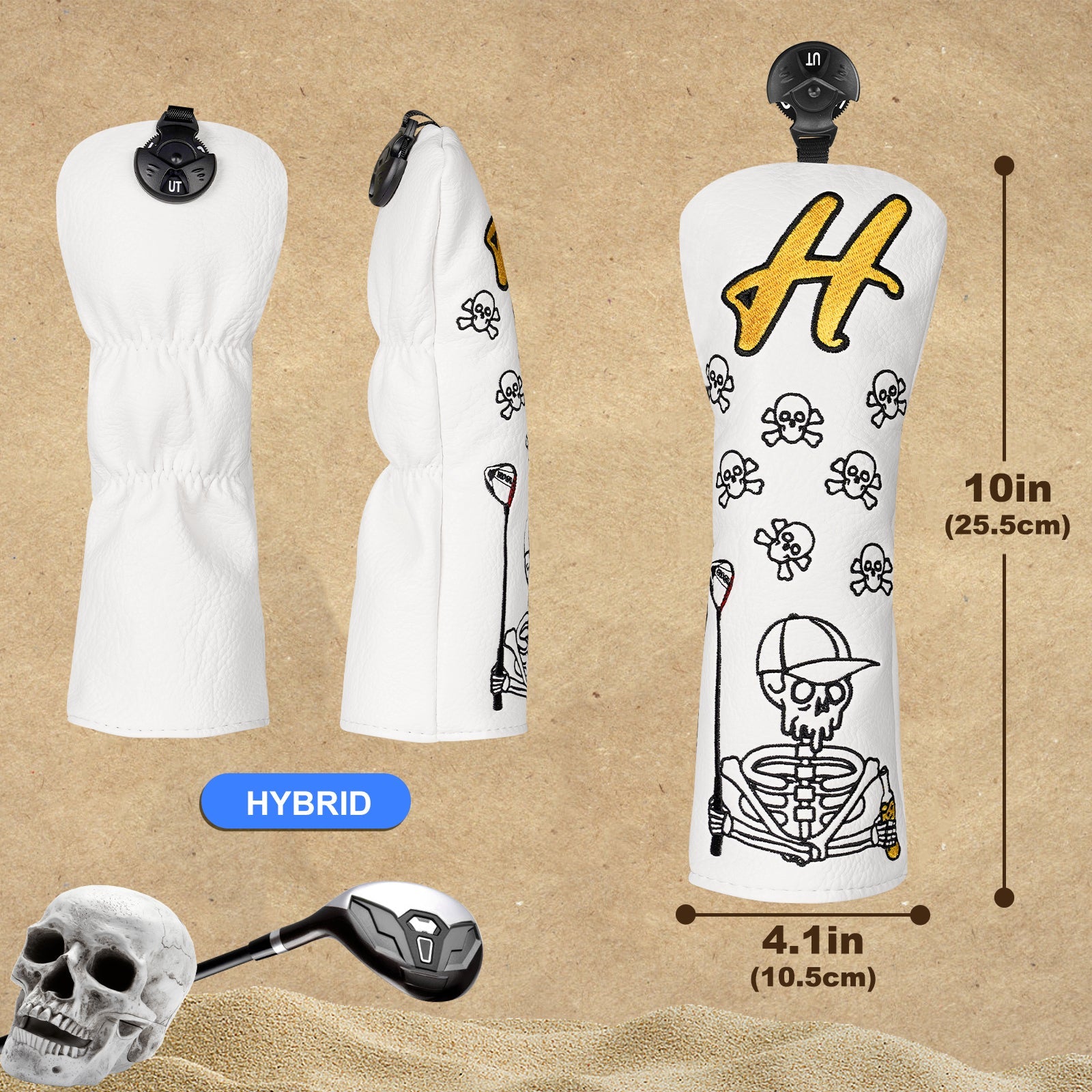 White Skull Golf Head Cover Set