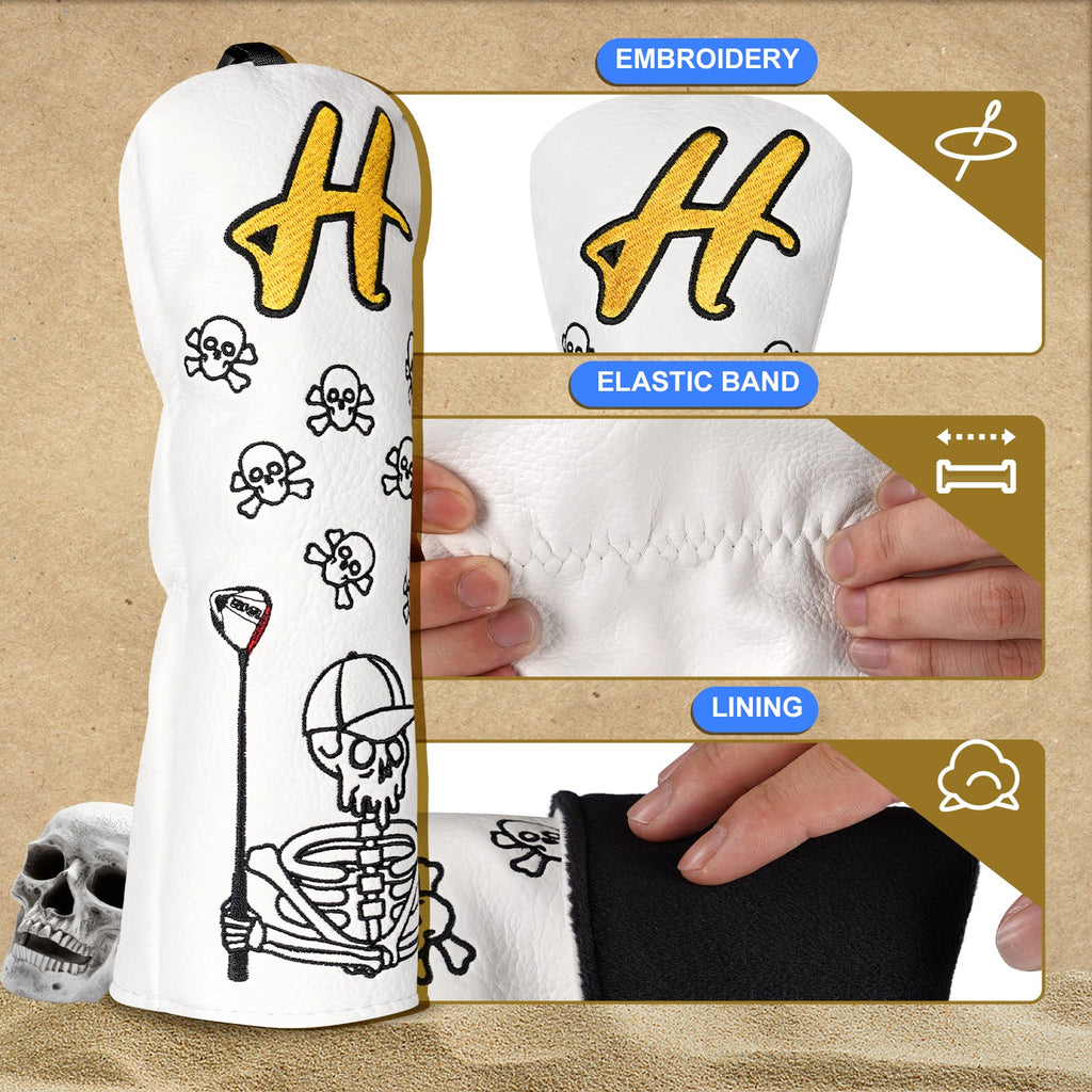 White Skull Golf Head Cover Set