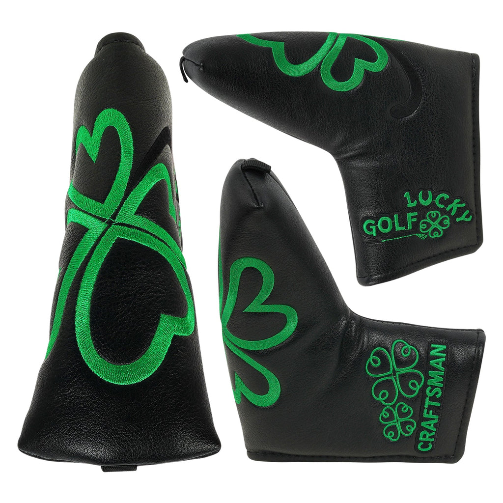 Black Four Leaf Clover Blade Putter Head Cover Head Cover