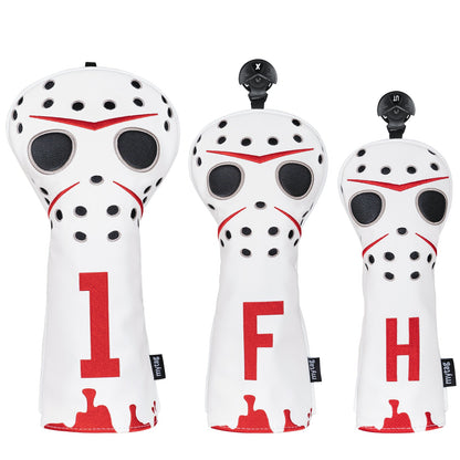 White PU Mask Head Cover Set