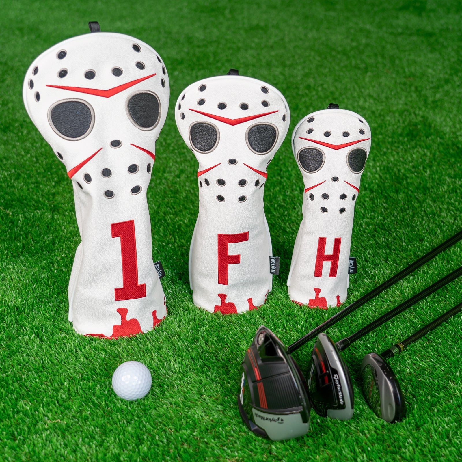 White PU Mask Head Cover Set