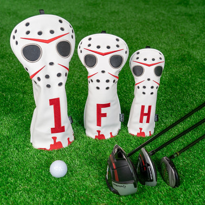 White PU Mask Head Cover Set