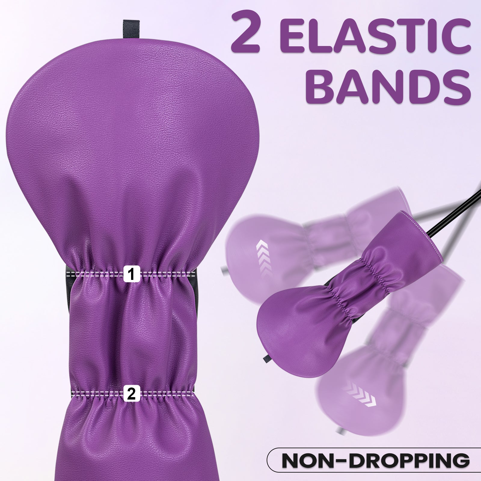 Black &Purple PU Driver Head Cover