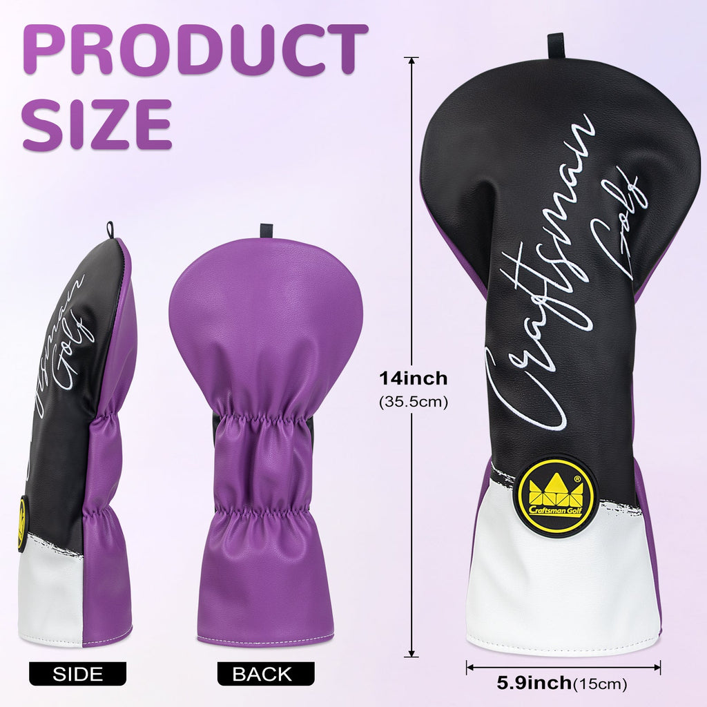 Black &Purple PU Driver Head Cover