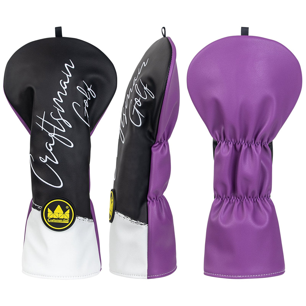 Black &Purple PU Driver Head Cover