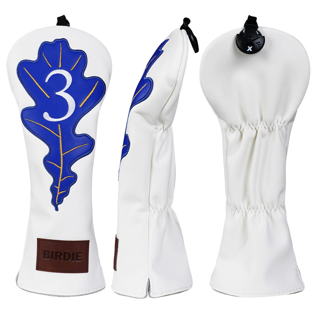 White BIRDIE Leaf Driver Head Cover Set