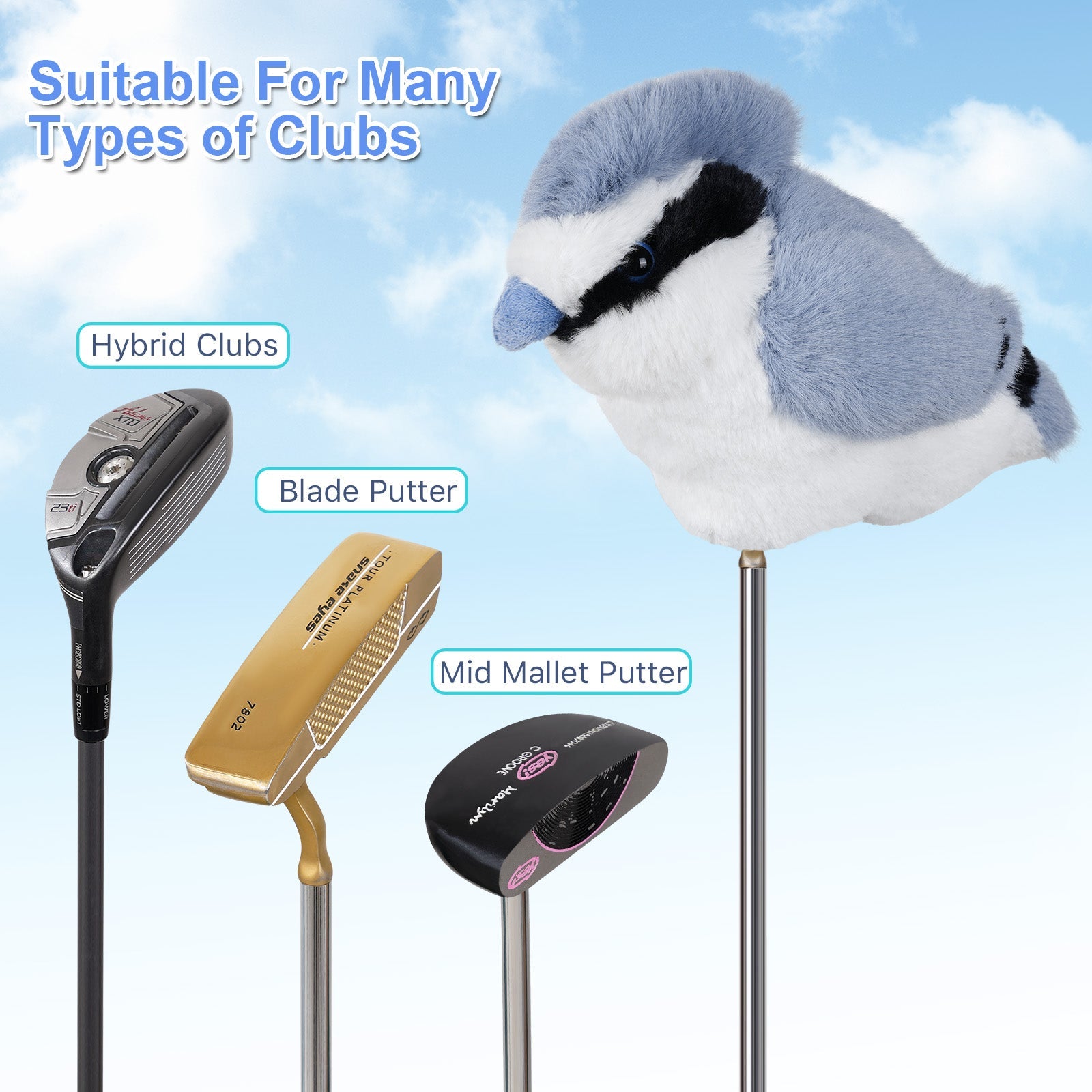 Blue Tit Blade Putter Head Cover