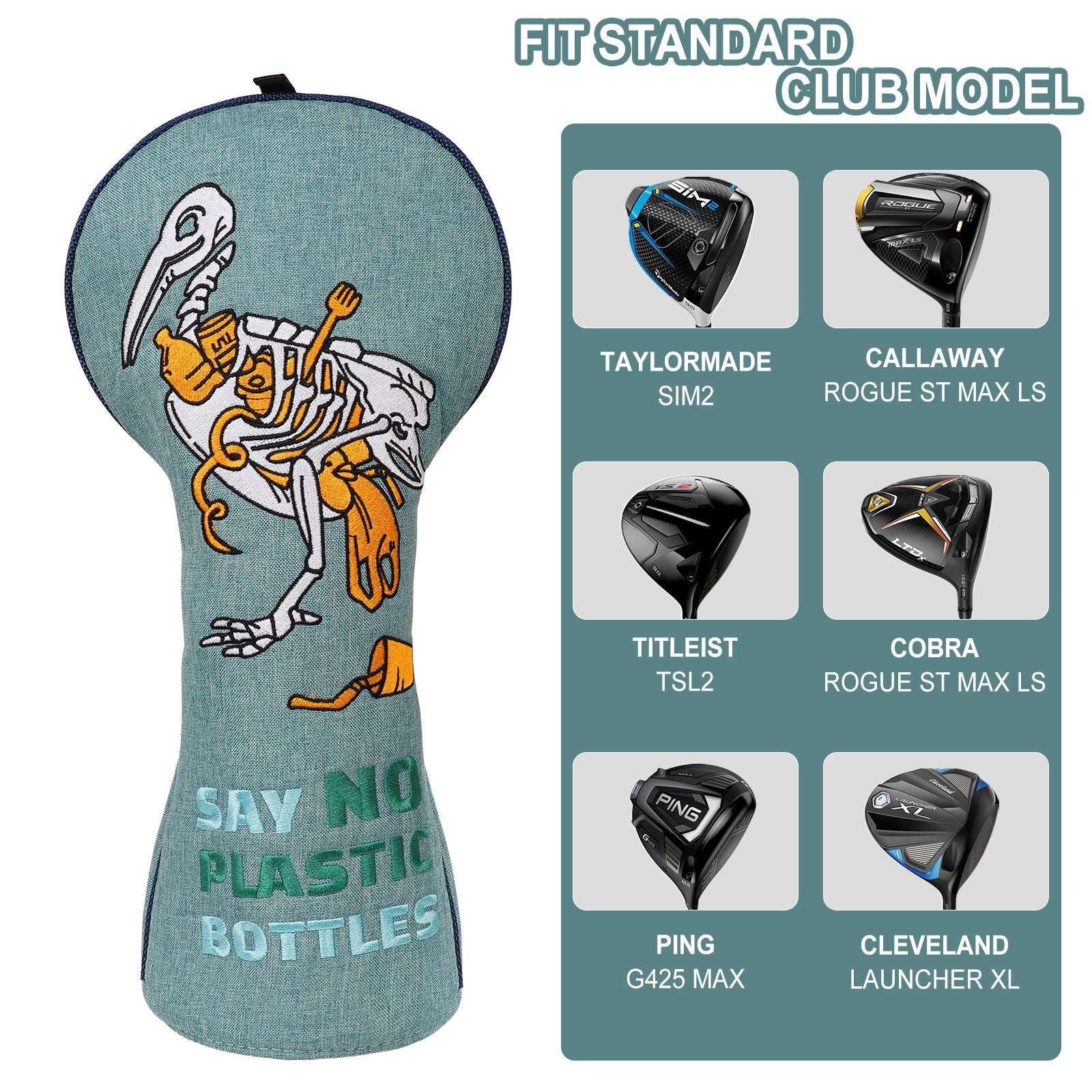 Green Plastic Bird Driver Head Cover Head Cover