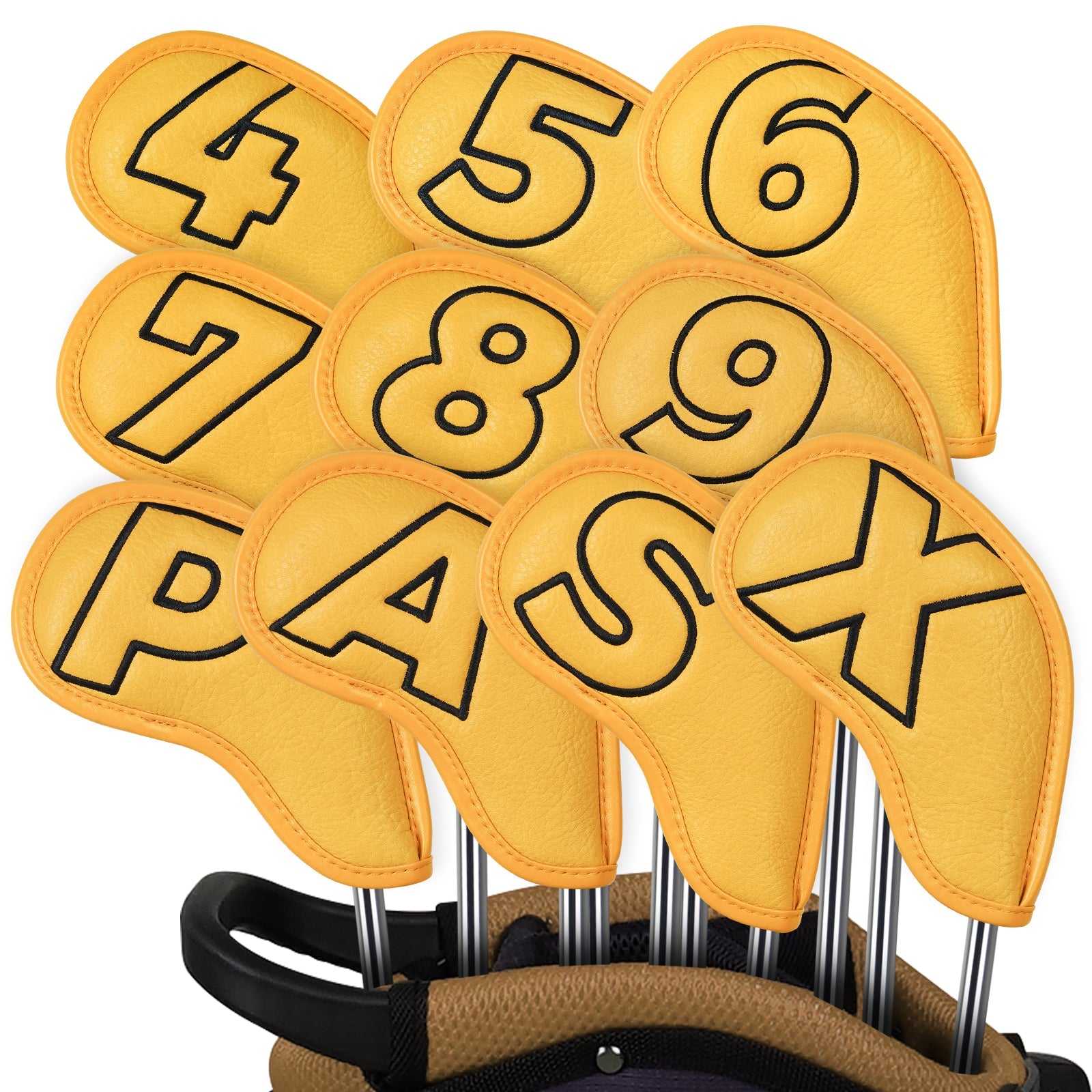 Yellow  PU Black Stitch Iron Cover10pcs£¨4-9,P,A,S,X£© Head Cover