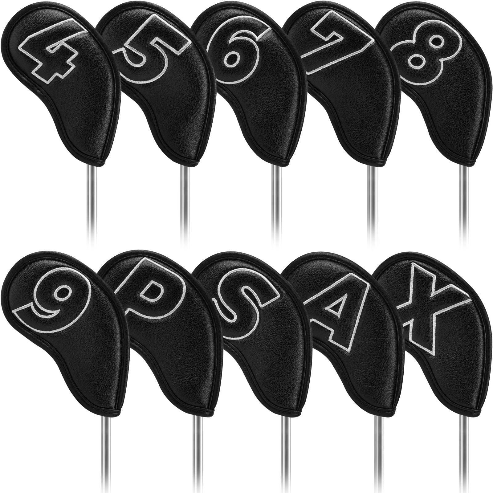 Black Silver Stitch iron 10pcs£¨4-9,P,A,S,X) Head Cover