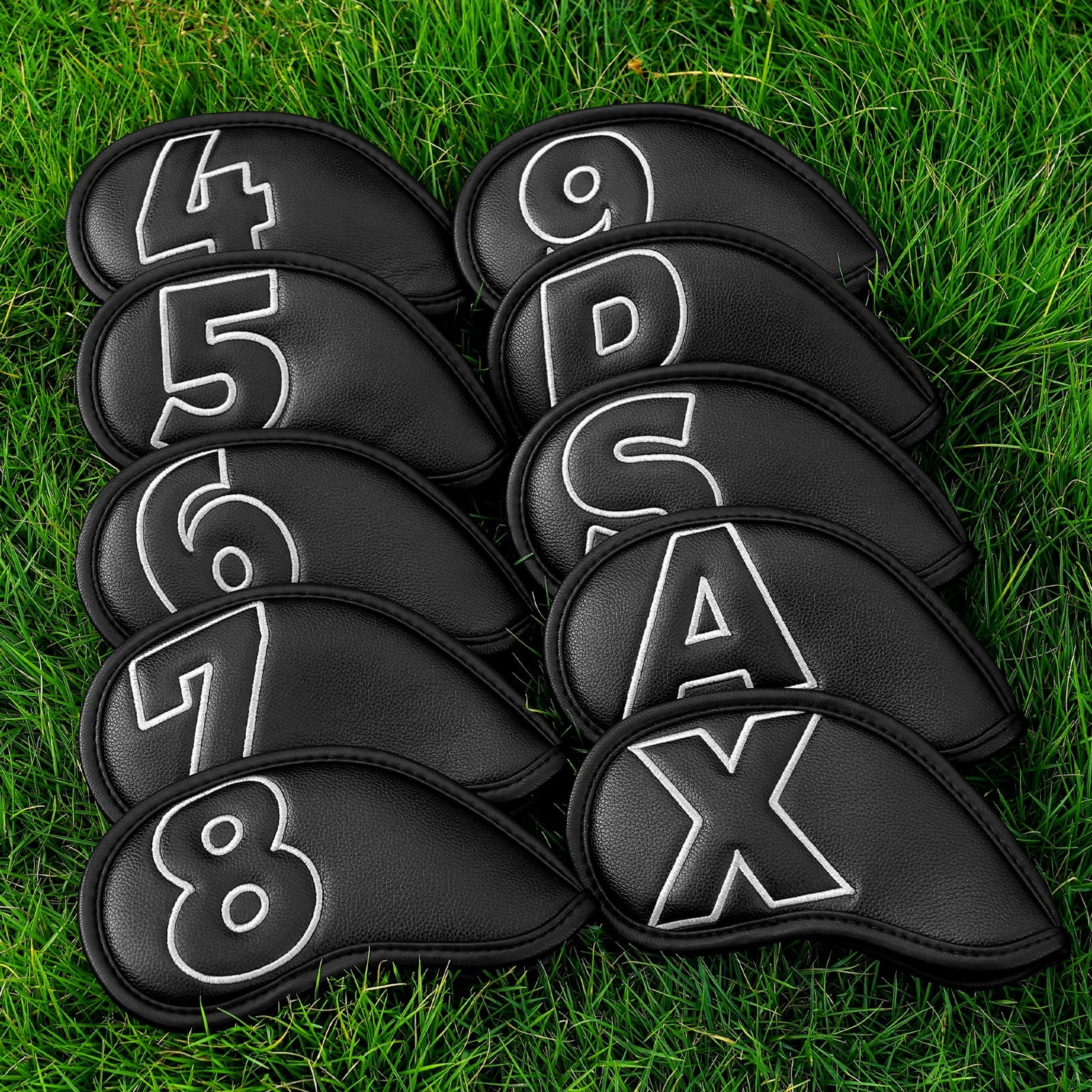 Black Silver Stitch iron 10pcs£¨4-9,P,A,S,X) Head Cover