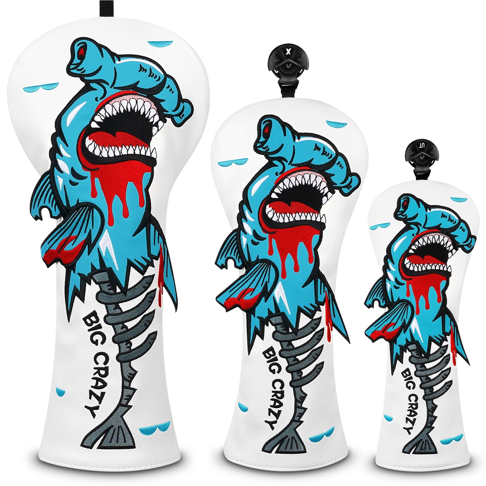 White PU Monster Fish Head Cover Set