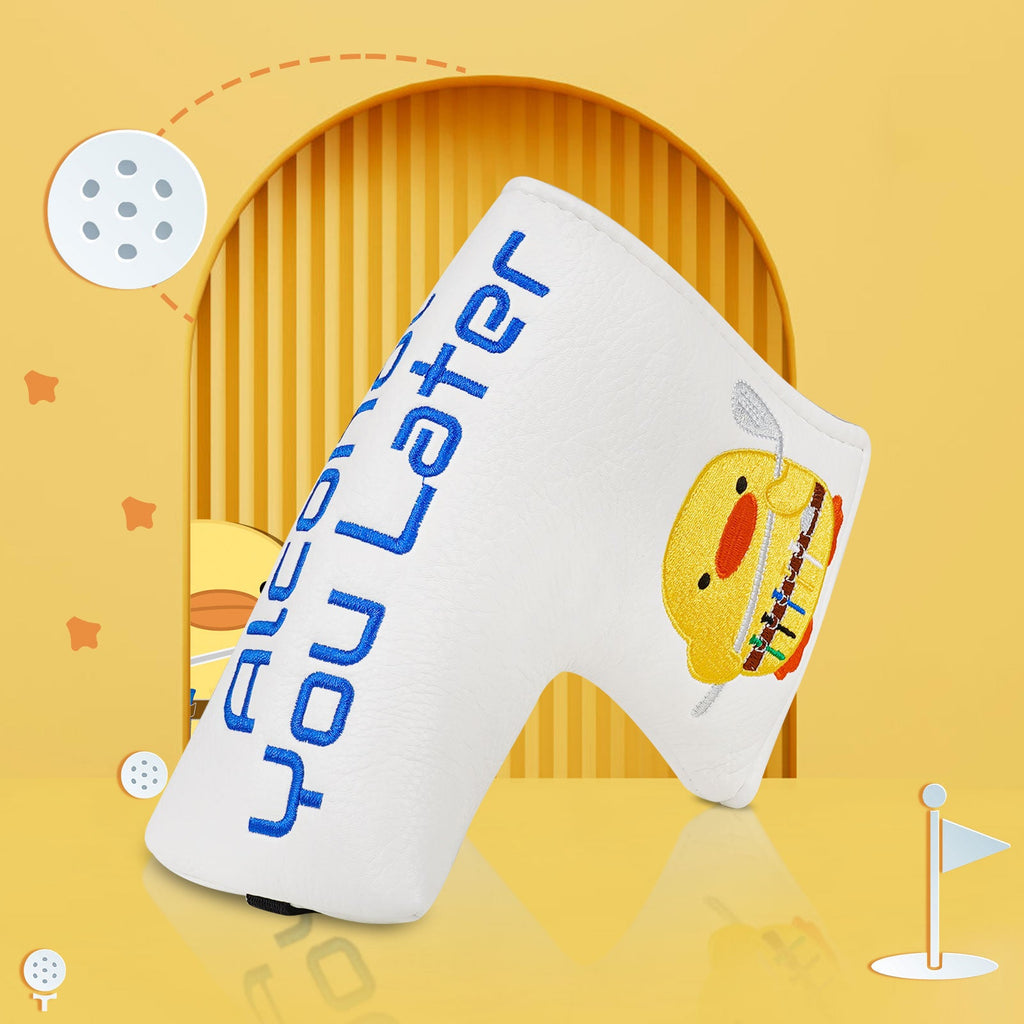 White PU Yellow Duck Mallet Blade Head Cover