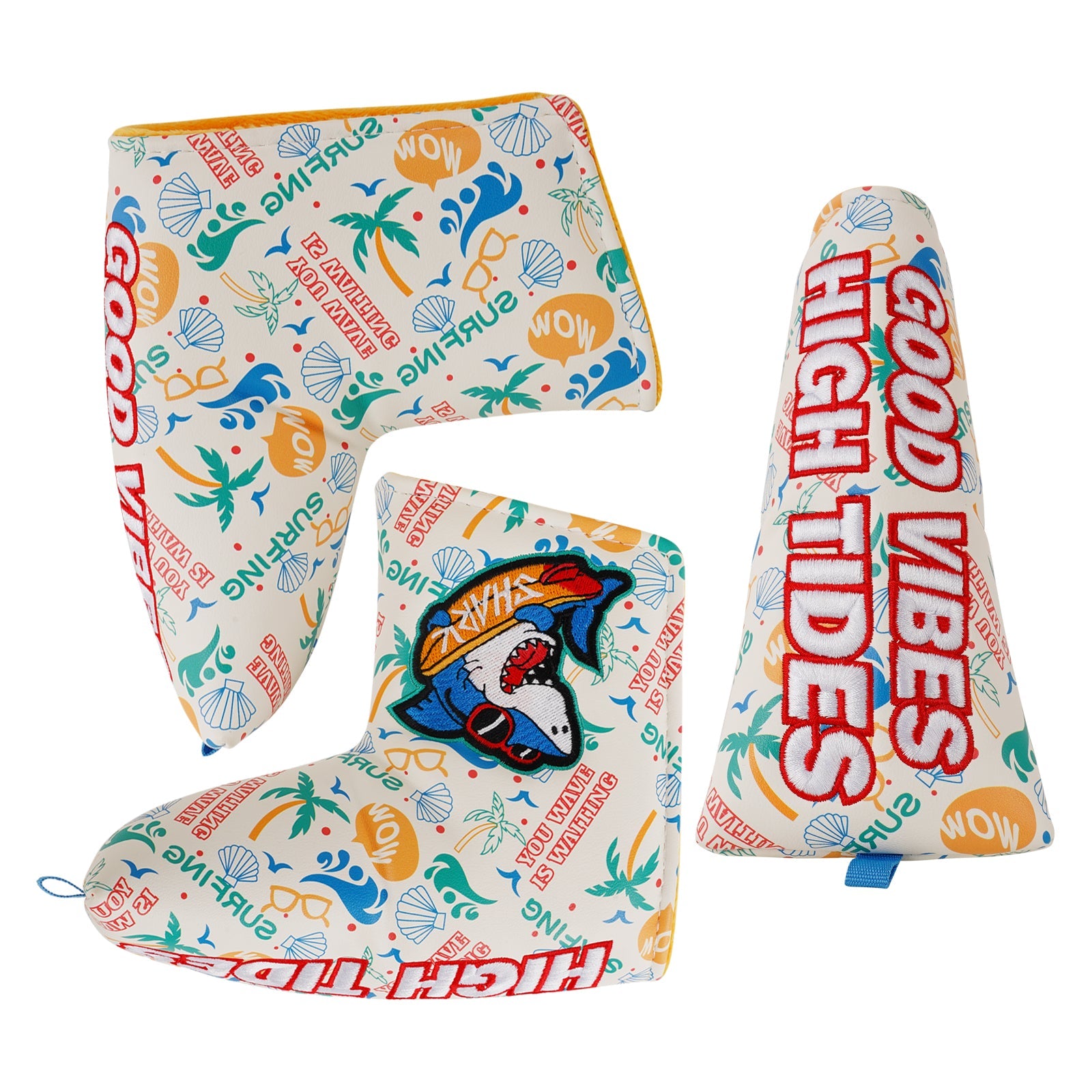 Sunglasses Shark Print Golf Head Cover Set