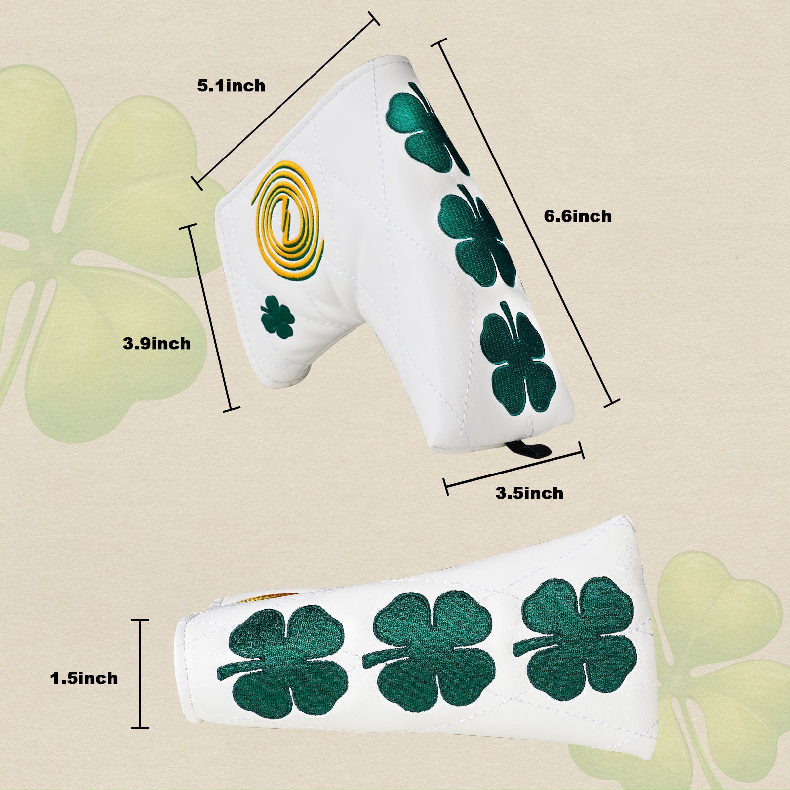 White PU Clover Blade Head Cover