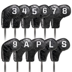 Black PU Alligator Lines Iron 11pcs(3-9,P,A,S,L) Head Cover