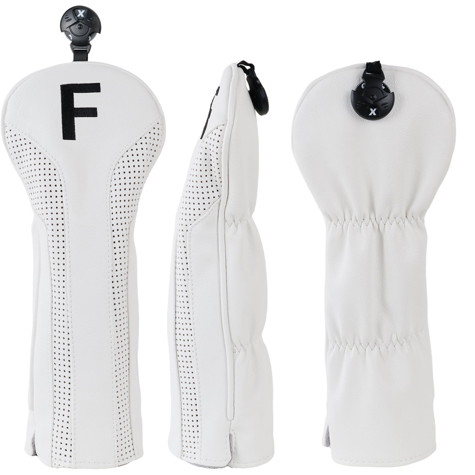 Vintage White Perforated Leather Wood Headcovers