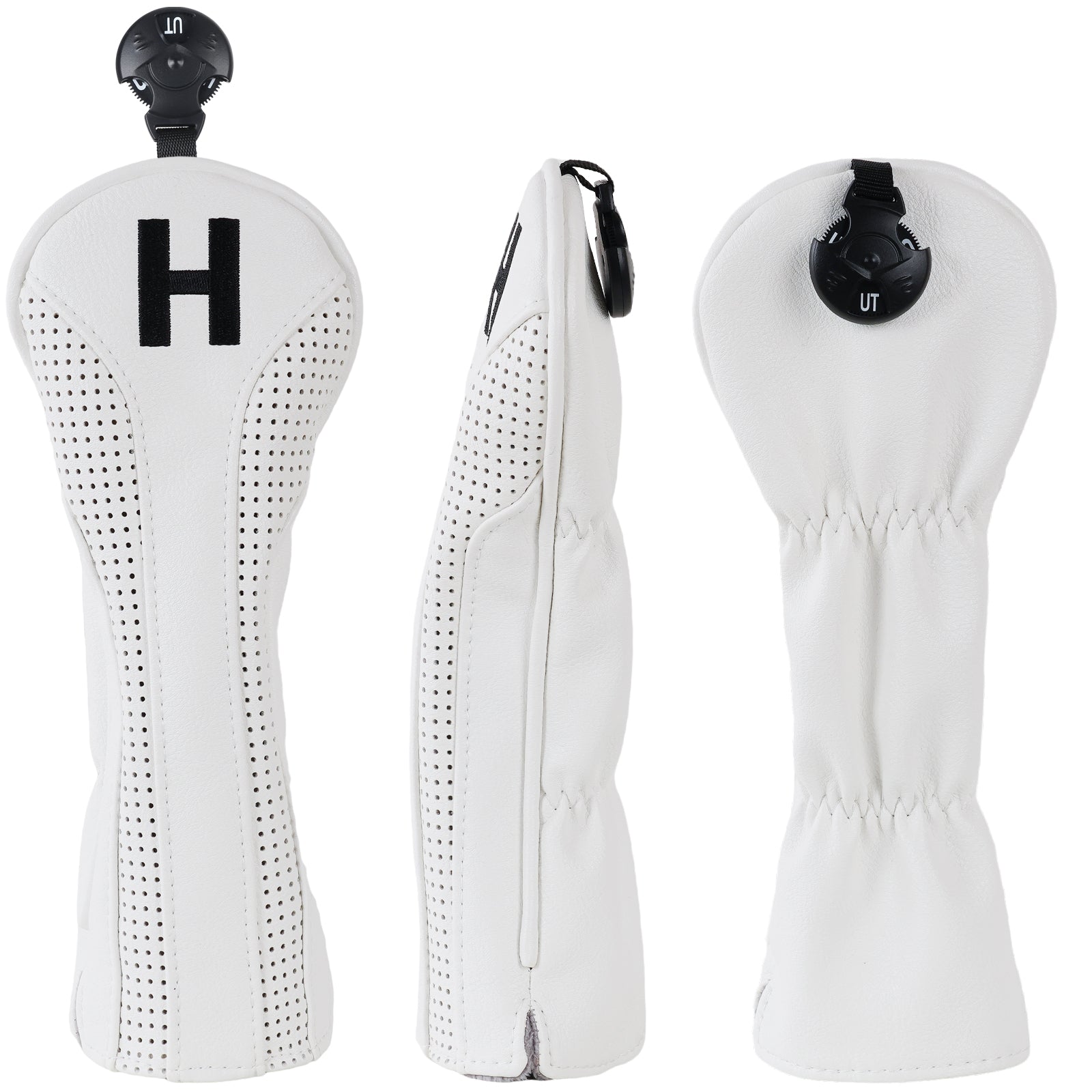Vintage White Perforated Leather Wood Headcovers