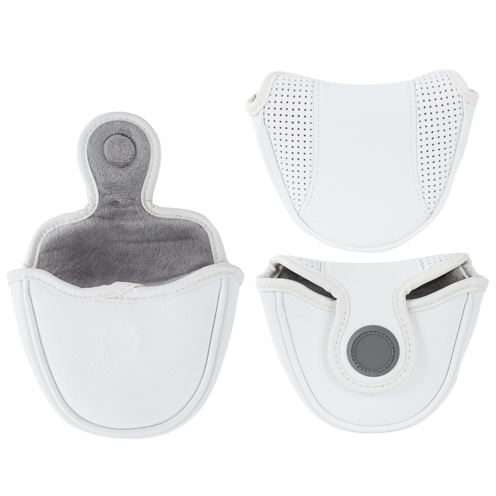 Perforated White Magnet Mallet Putter Cover