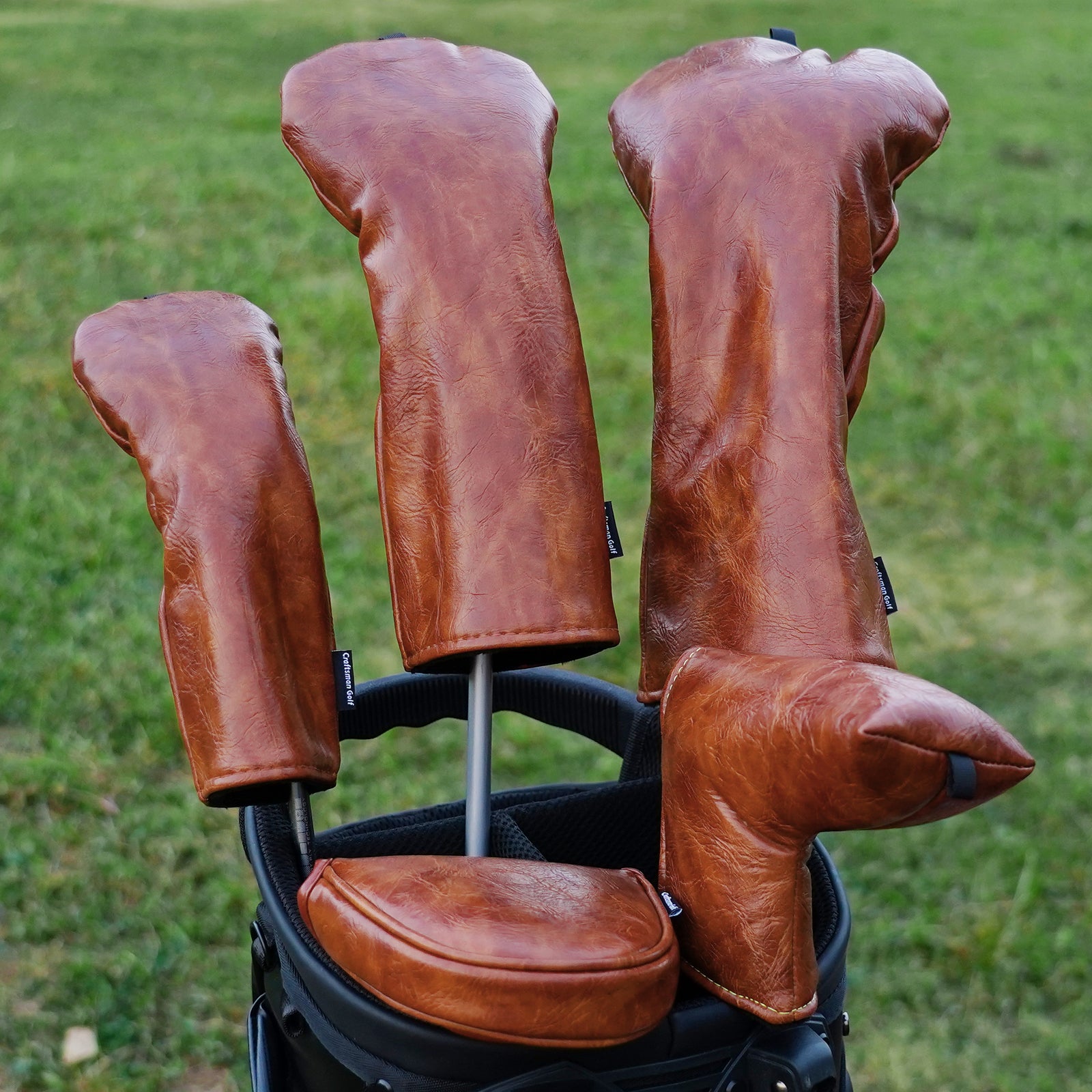 Custom Brown Oiled Leather Golf Head Cover