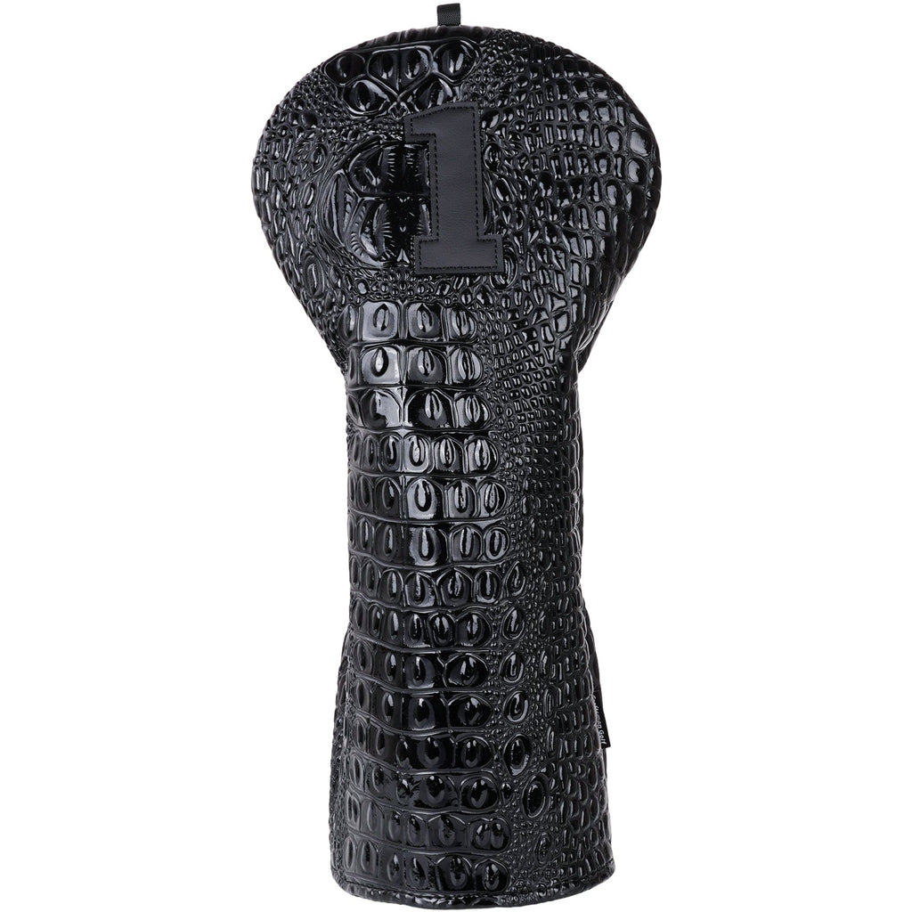 Bright Black Crocodile Golf Head Cover Set