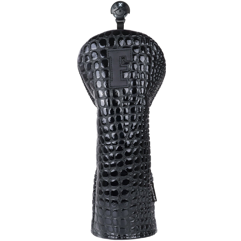 Bright Black Crocodile Golf Head Cover Set