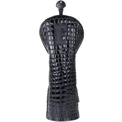 Bright Black Crocodile Golf Head Cover Set