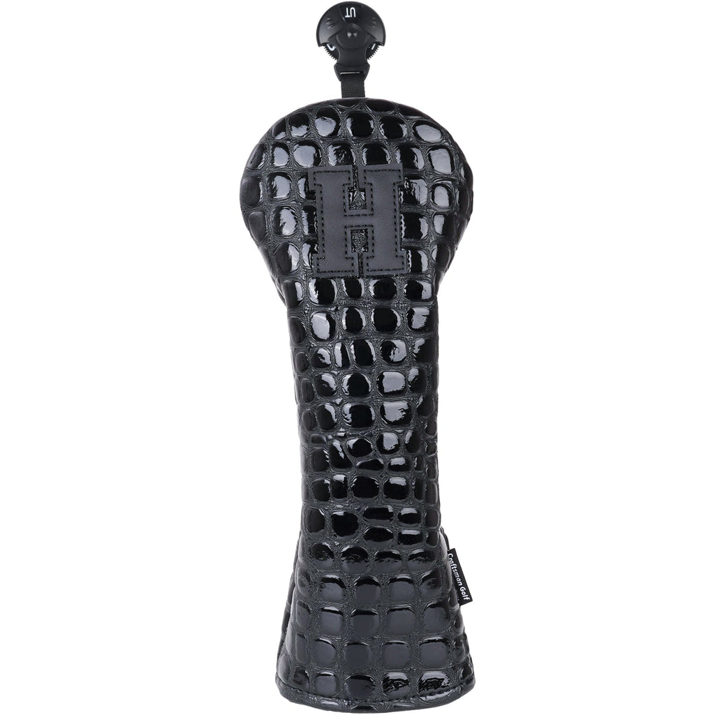 Bright Black Crocodile Golf Head Cover Set