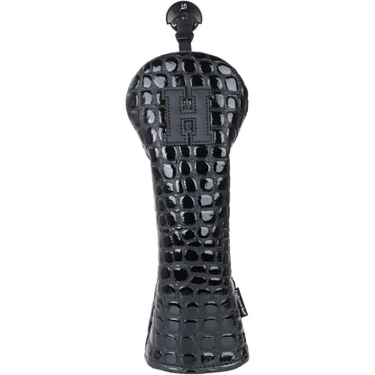 Bright Black Crocodile Golf Head Cover Set