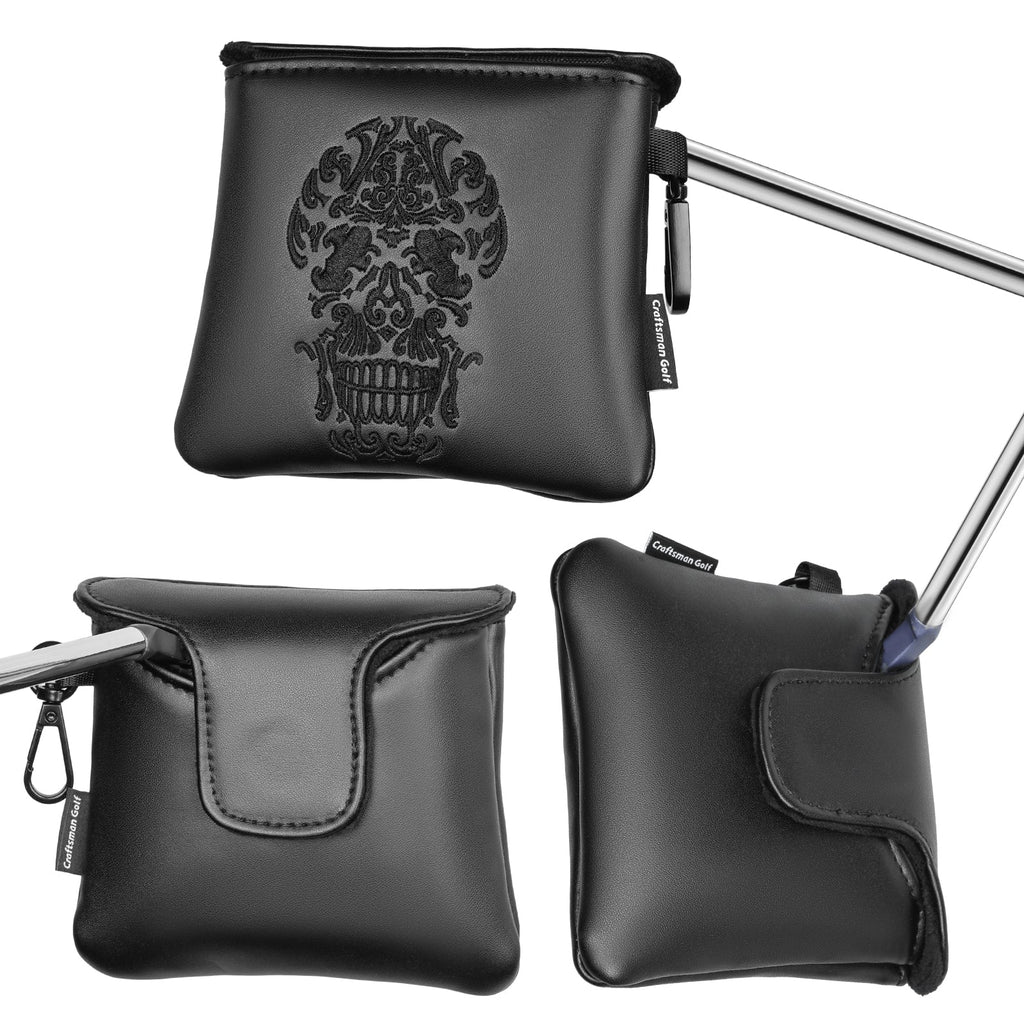 Black PU Skull Embroidery Single-ear Magnet Square Putter Cover