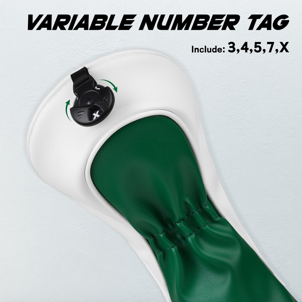 Green Numbers Three Pieces Driver Head Cover Set