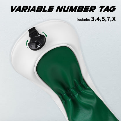 Green Numbers Three Pieces Driver Head Cover Set