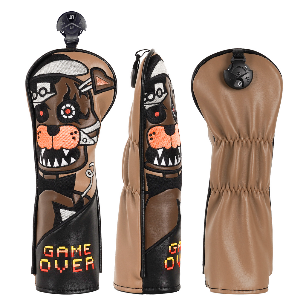 Brown Teddy Bear Embroidery Driver Fairway Hybrid Head Cover