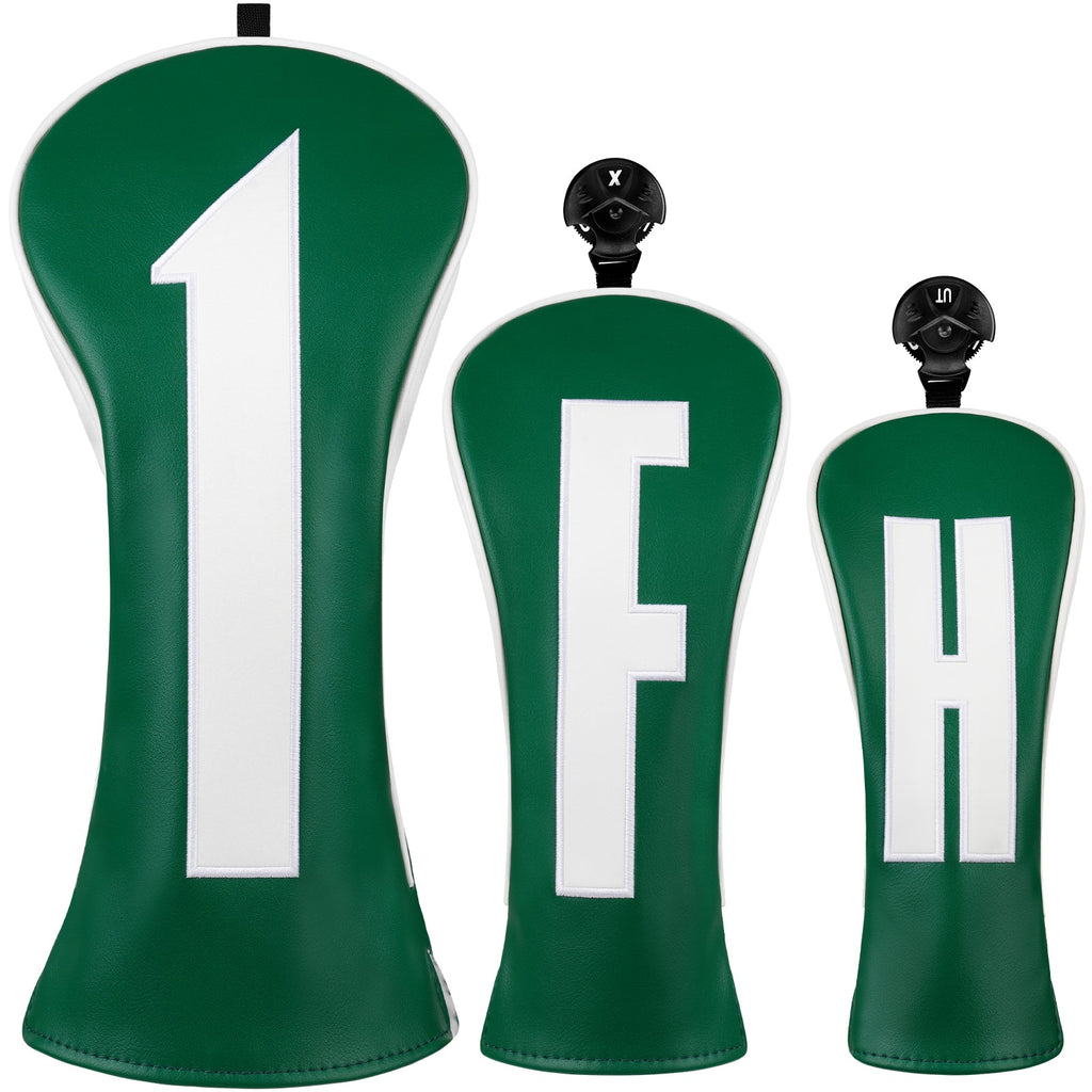 Green Numbers Three Pieces Driver Head Cover Set