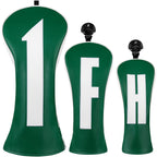 Green Numbers Three Pieces Driver Head Cover Set