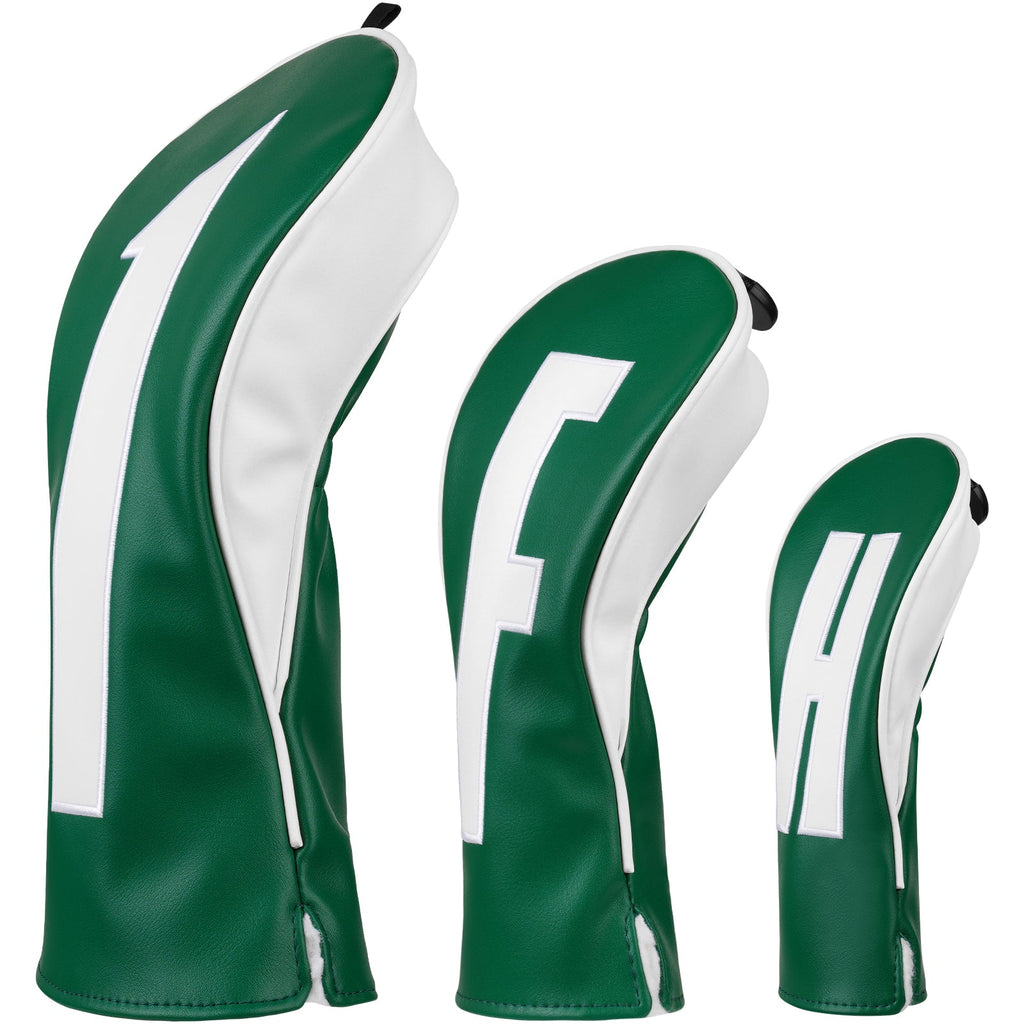 Green Numbers Three Pieces Driver Head Cover Set