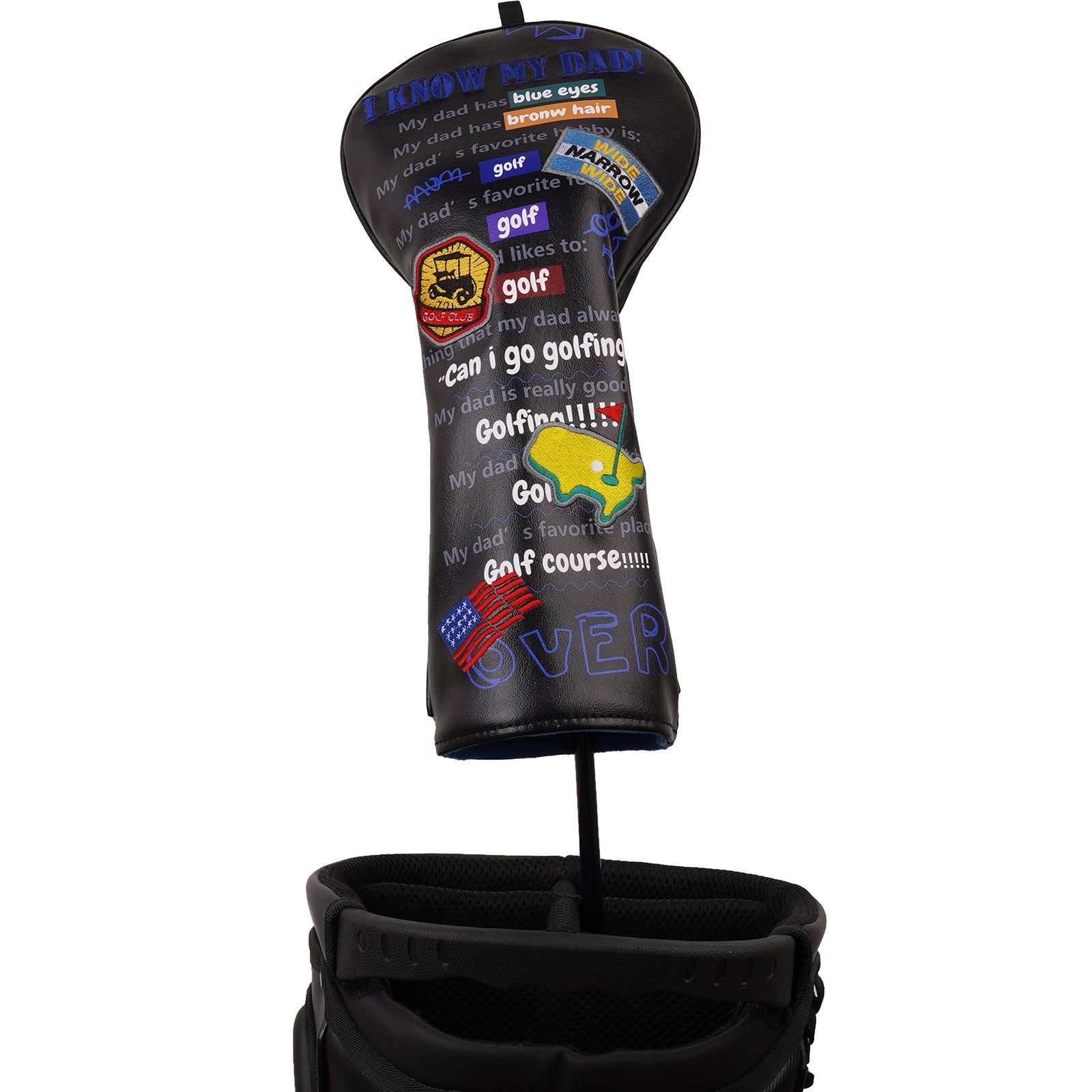Black PU Golf Dad Head Cover Set