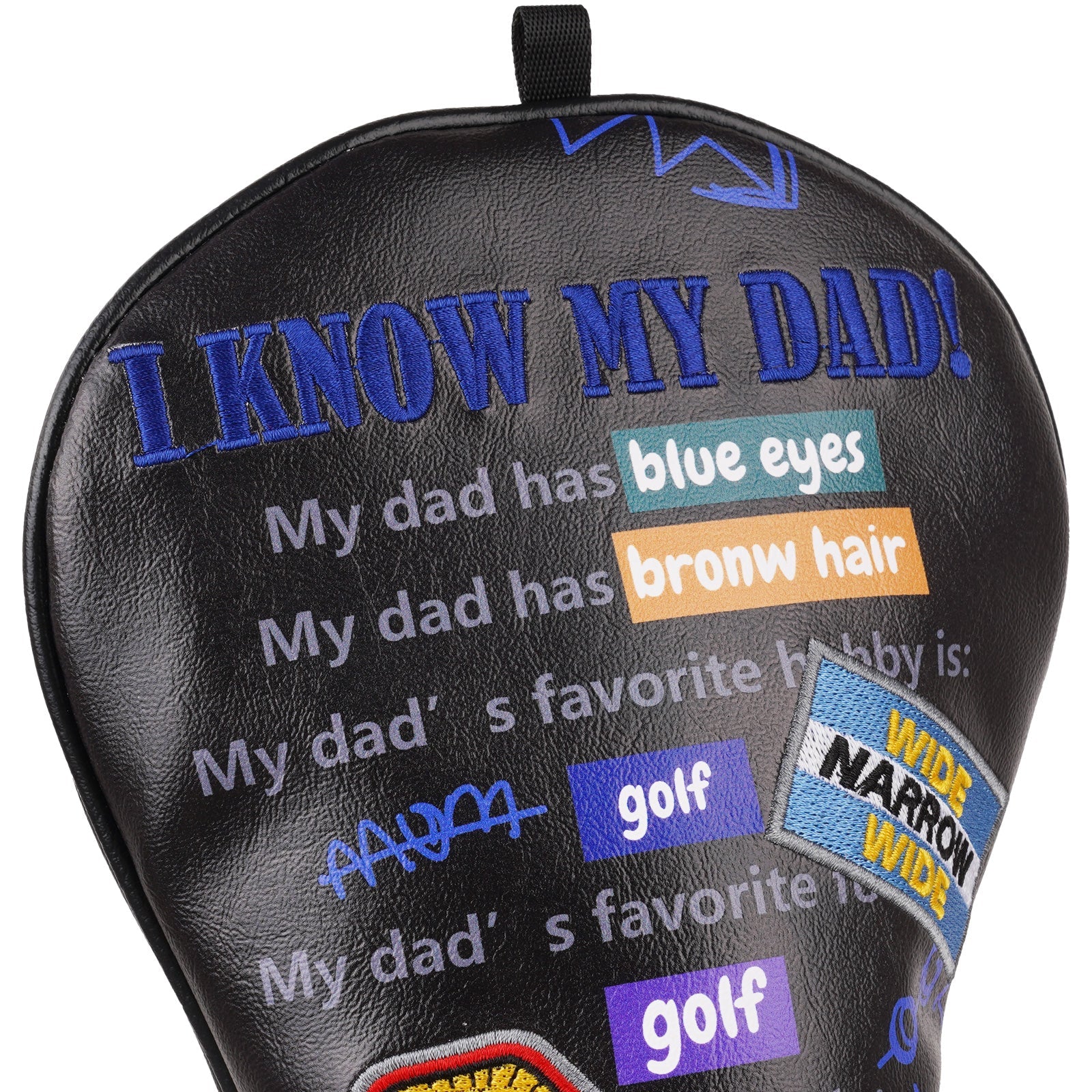 Black PU Golf Dad Head Cover Set